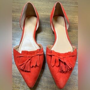 J. Crew Size 8 Woman’s D'Orsay Red Suede Loafer Flats